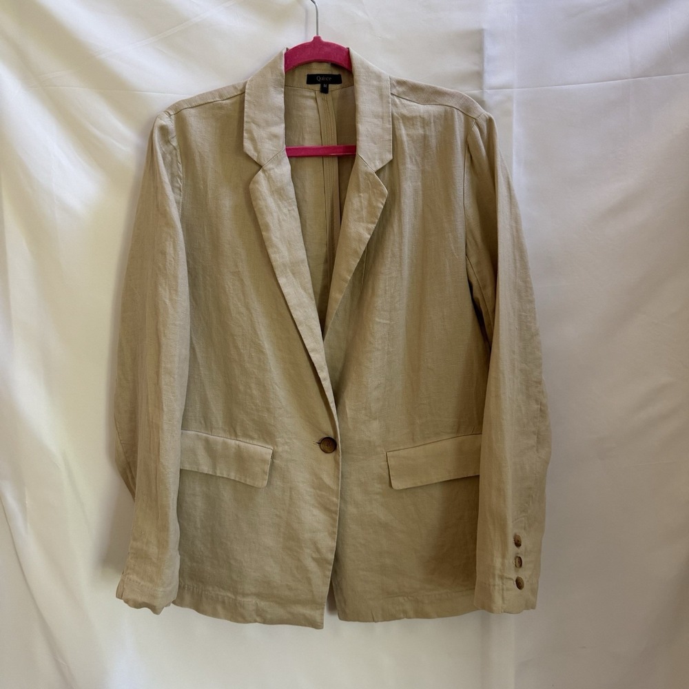 Quince 100% European Linen Blazer Size M Driftwood Quiet Luxury Sustainable